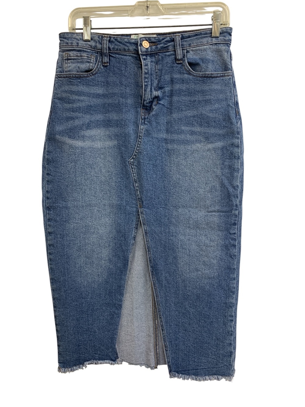 Celebrity Pink Straight-Leg Denim Skirt in Washed Blue Size M
